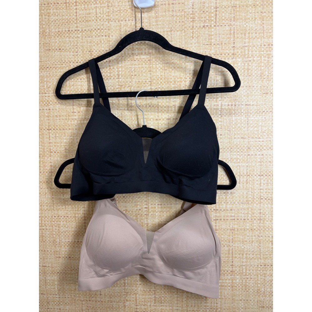Soma Enbliss Mesh Adjustable Bralette 2 Pack Black Tan Wireless XL
